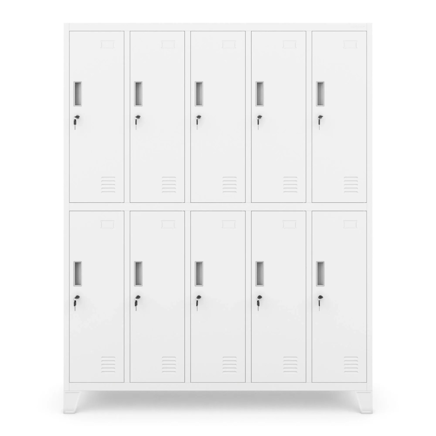 Jan Nowak Metallspind Umkleideschrank 10 Fächer 136x172x45 Cm Mit Belüftung Und Zylinderschlössern Weiß_3