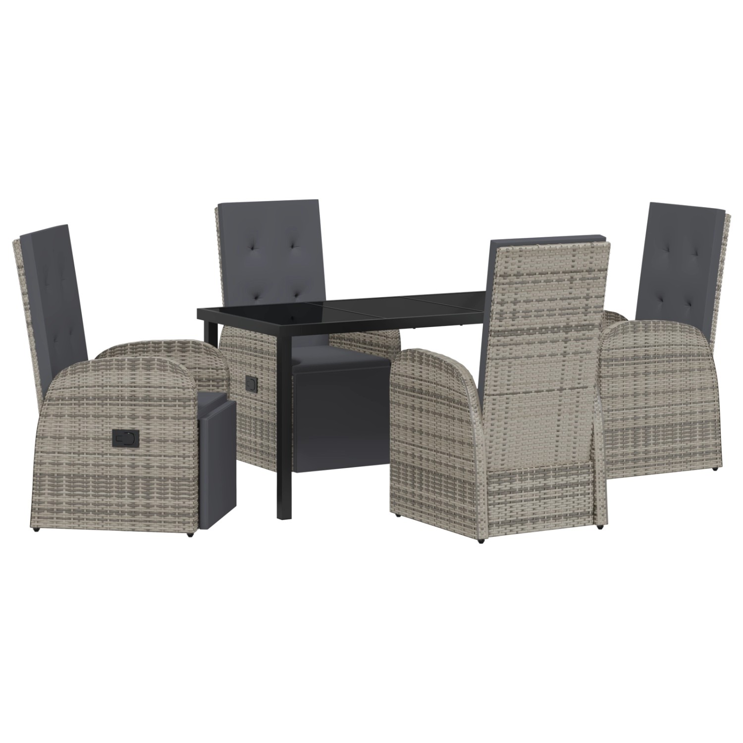 vidaXL Garten Essgruppe mit Kissen 5-Tlg Grau Poly Rattan 3379501 günstig online kaufen
