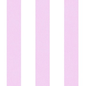 Rosa-weiße Streifentapete für Kinderzimmer, matte Oberfläche.
