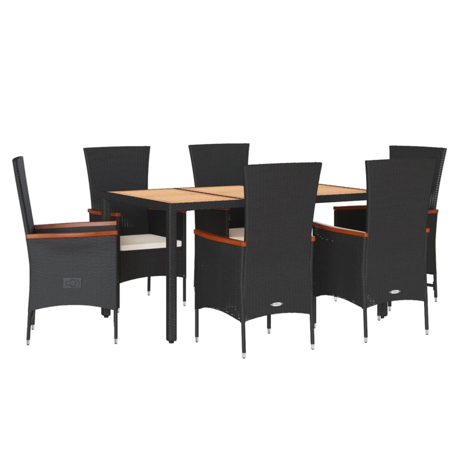 vidaXL 7-Tlg Garten-Essgruppe mit Kissen Schwarz Poly Rattan 3277512 günstig online kaufen