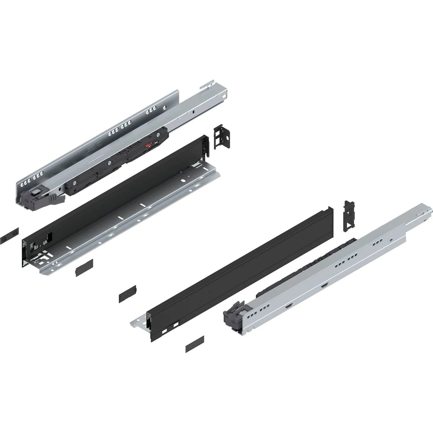 Blum Legrabox Pure Set Höhe N Tip-On Vollauszug 500 mm 70 kg Carbonschwarz 1 Paar