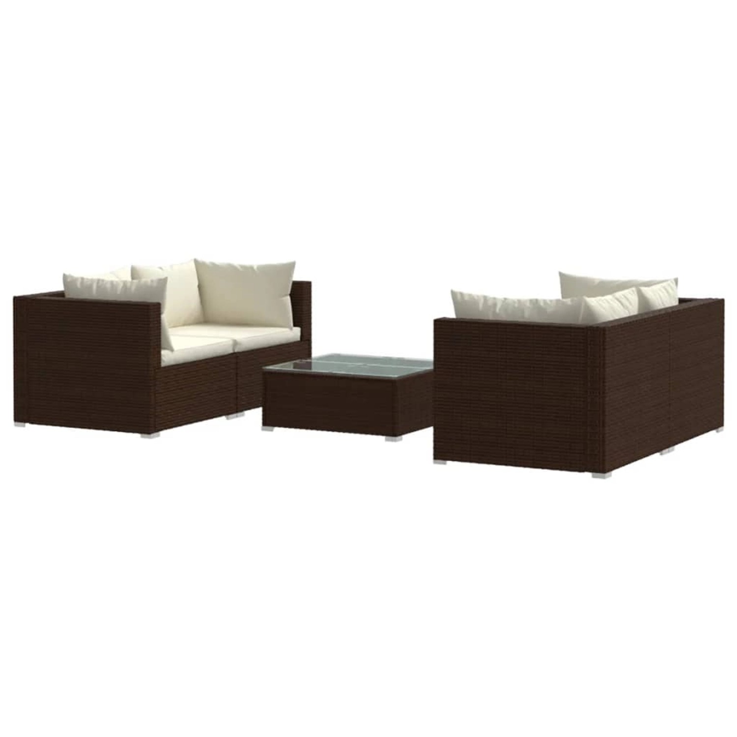 vidaXL 5-tlg Garten-Lounge-Set mit Kissen Poly Rattan Braun Modell 10 günstig online kaufen