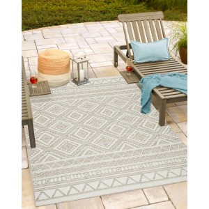 Floornovo Indoor & Outdoor Teppich Nr. 80 Beige Gemustert 180 x 67 cm