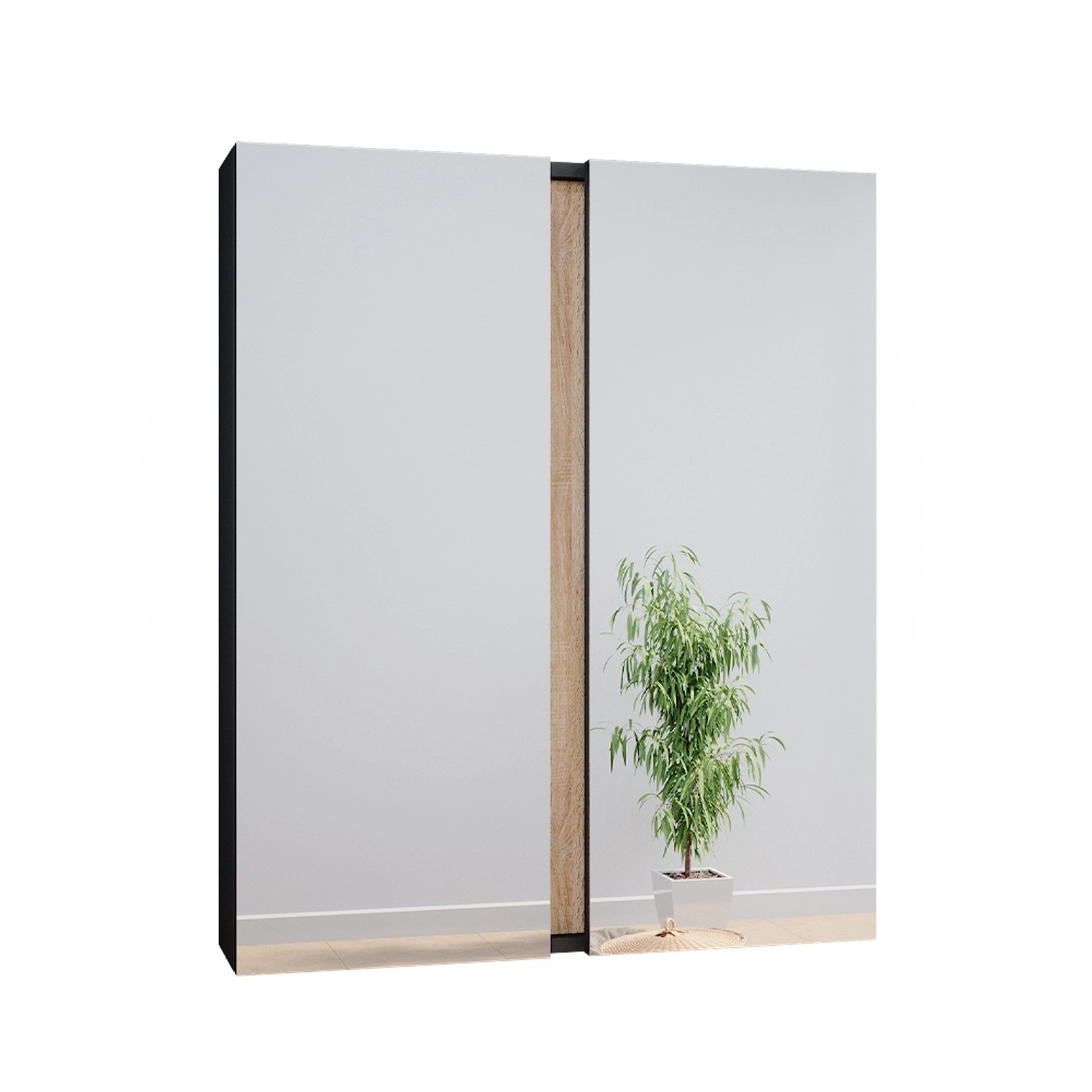 Vicco Badspiegelschrank Gloria Anthrazit/Sonoma 71 x 84 cm mit 2 Türen