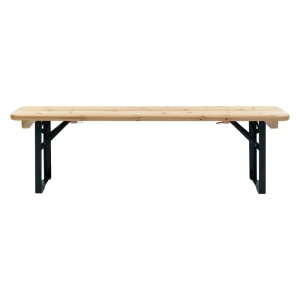 ML-Design Kinderbank aus Tannenholz mit dunkelgrünem Stahlgestell, Teil einer Kindersitzgarnitur für den Garten.