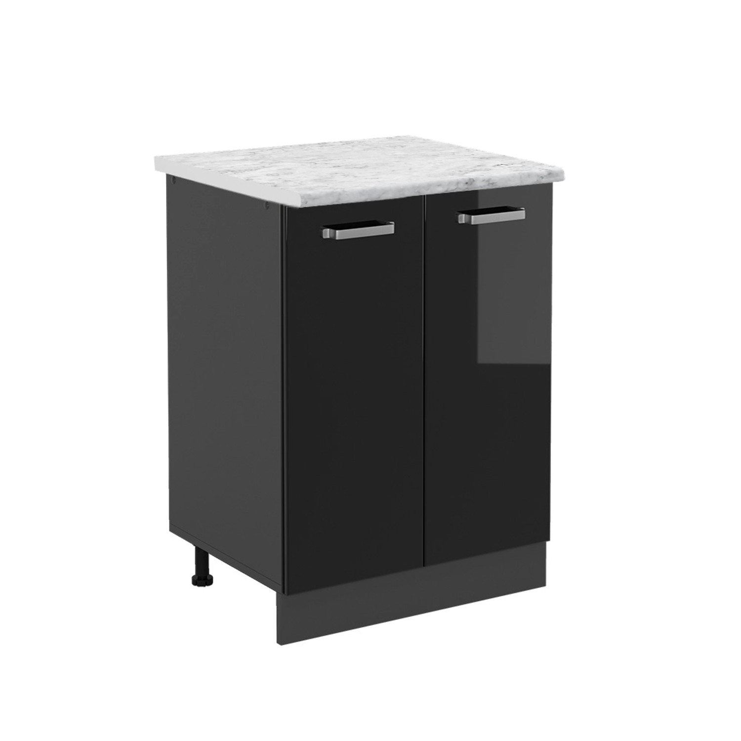 Vicco Küchenunterschrank R-Line Küchenkommode Schwarz Hochglanz 60 cm AP Marmor