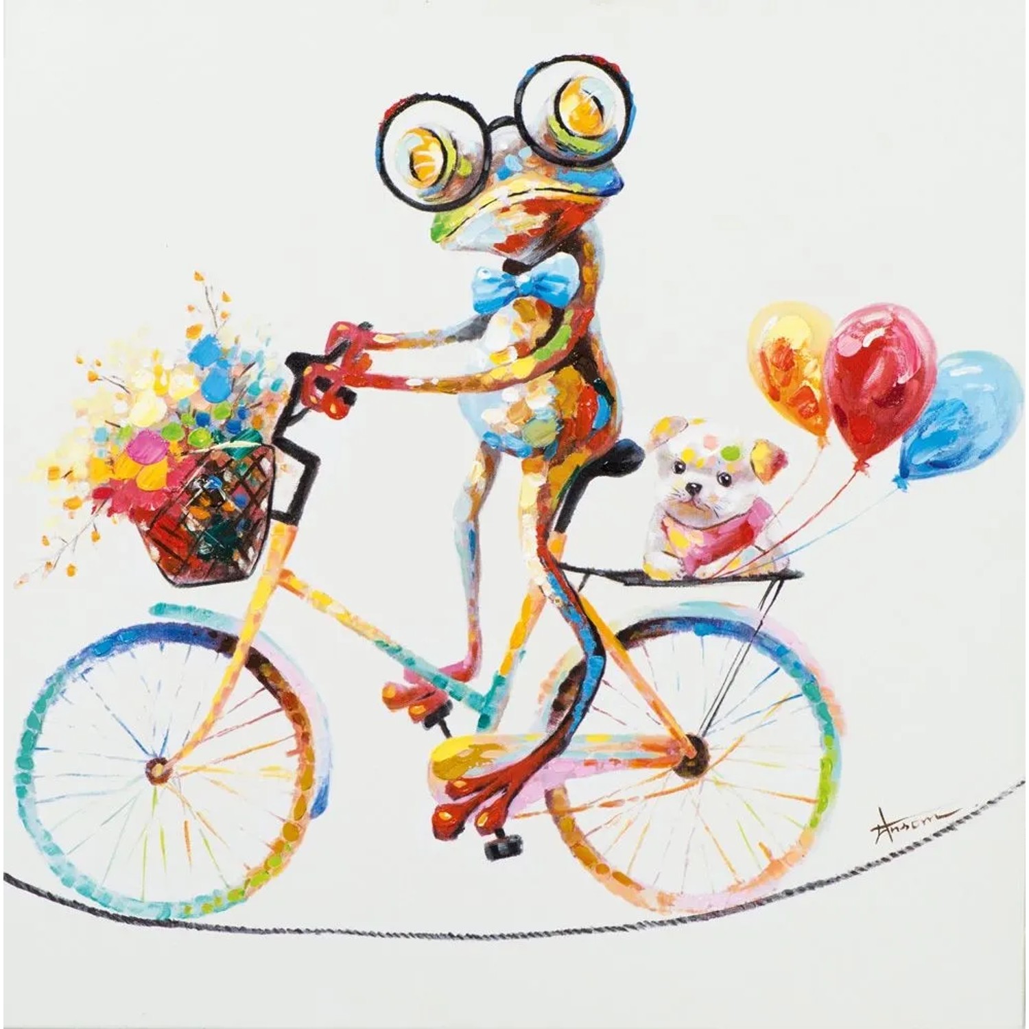 Art Universe Leinwandbild Neugieriger Frosch 70 x 70 cm