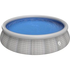 Runder Avenli Gartenpool in Rattan Grau, Ø 450x84 cm, mit Wasser gefüllt.