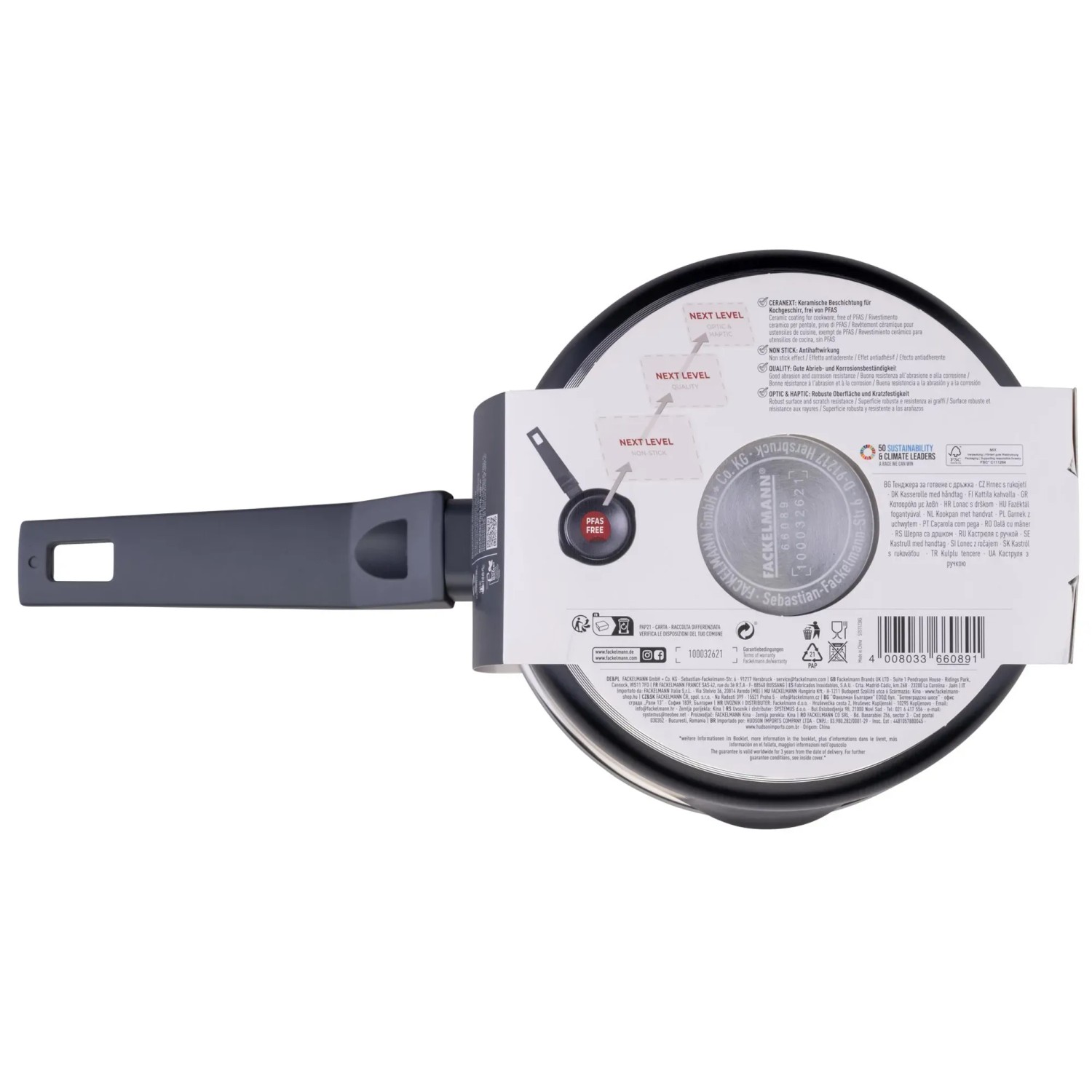 Fackelmann Kochtopf Statement 16 cm mit Stiel und Glasdeckel, geeignet für alle Herdarten.
