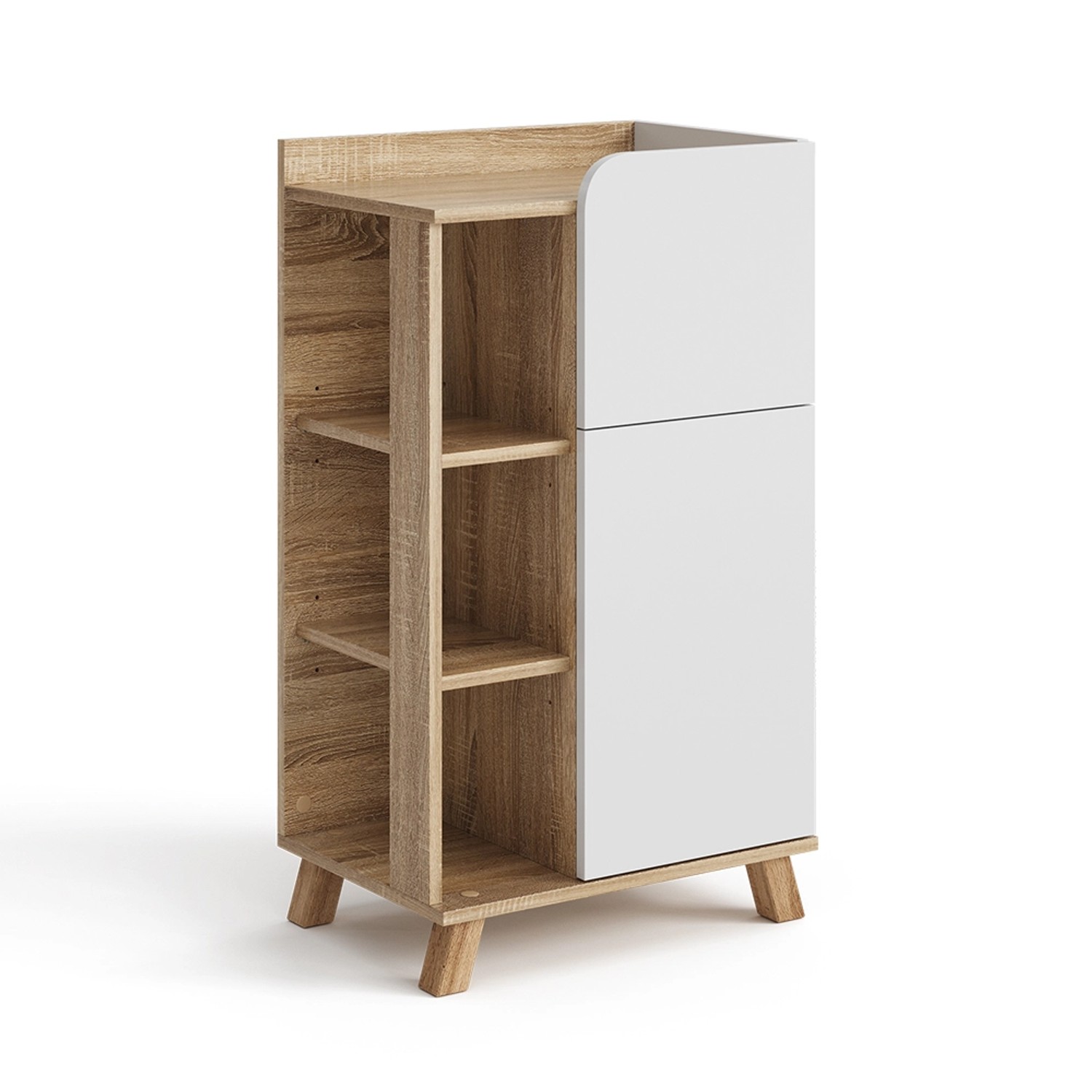 Vicco Midischrank Karen Sonoma/Weiß 50 x 90 cm mit Tür und Schublade