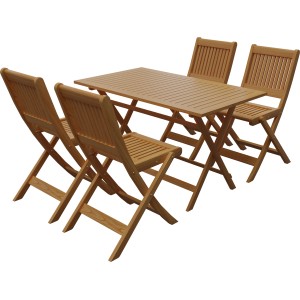 5-teilige Sitzgruppe Gracefield aus FSC® Akazienholz mit Klapptisch und vier Klappstühlen.