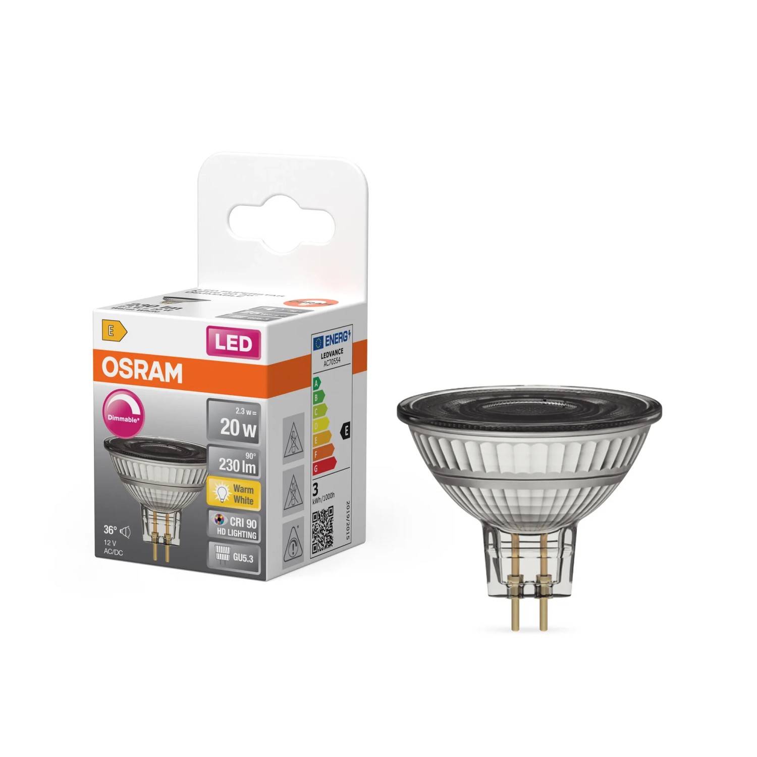Osram LED GU5.3 Spot MR16, 2,2W, dimmbar, warmweiß, mit Verpackung.