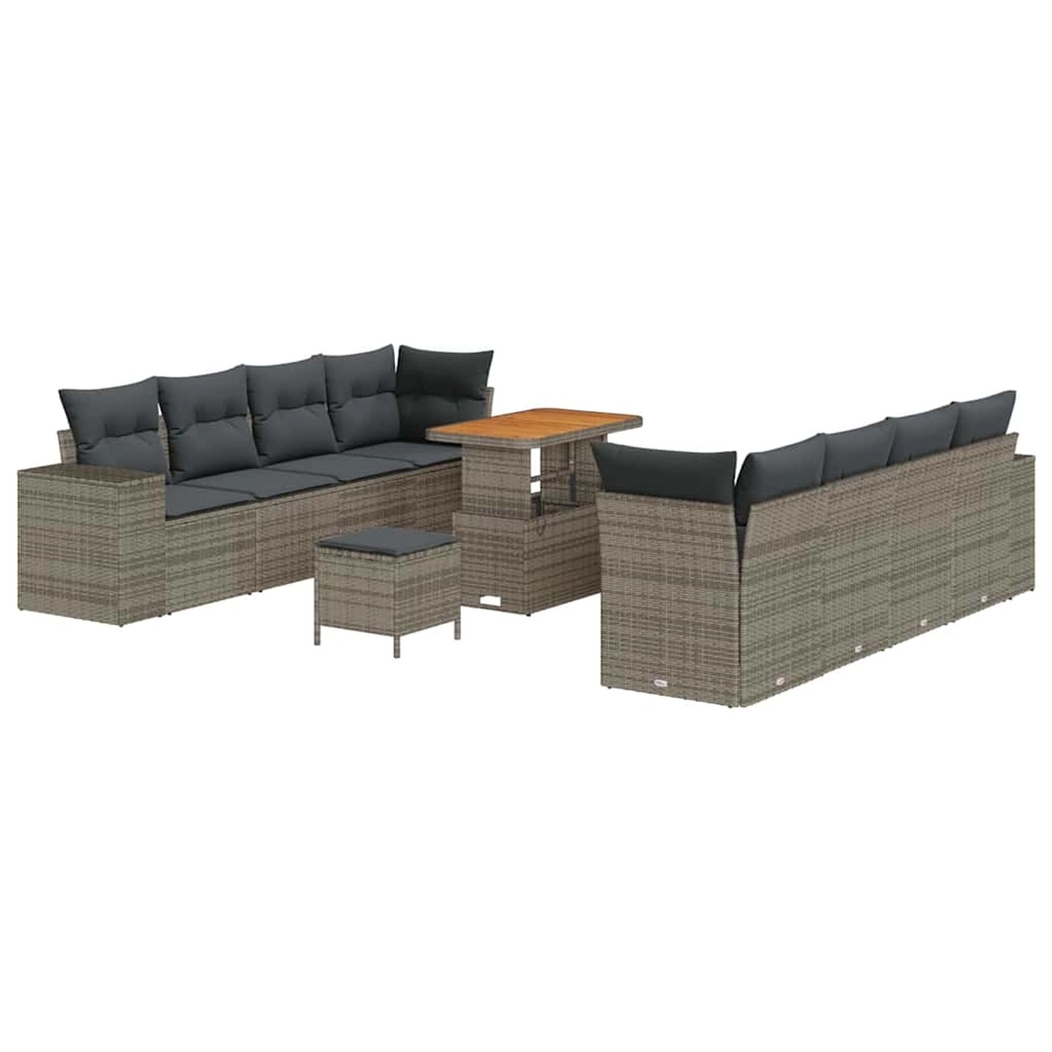 vidaXL Garten-Sofa-Set 11-Tlg Grau Poly Rattan 3361983 günstig online kaufen