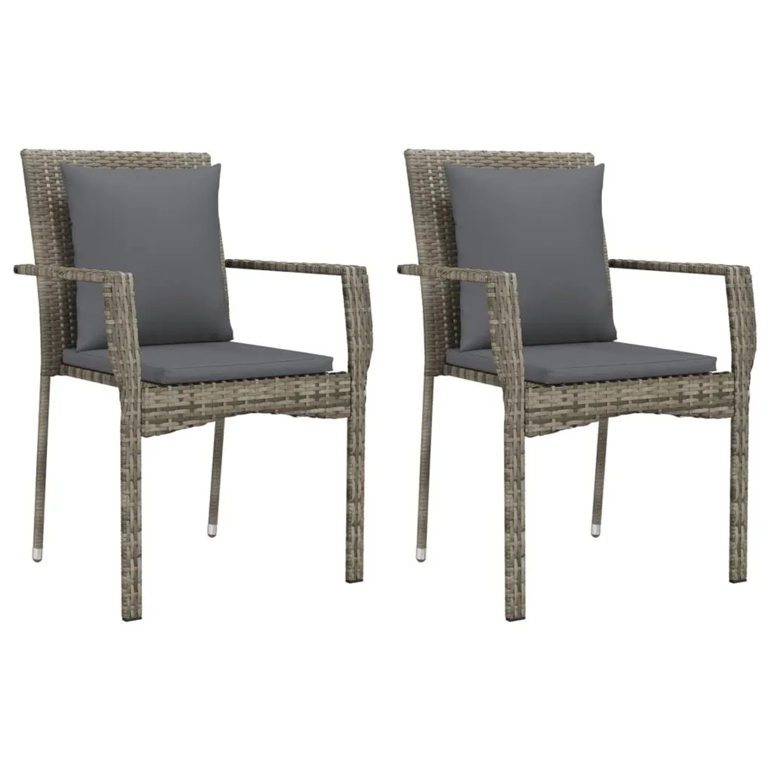 Furnicato Gartenstuhl Grau Pe Rattan 59 X 53 5 X 88 Cm Mit Kissen