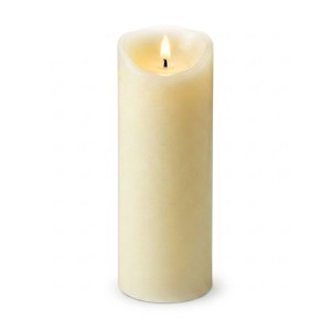 Relaxdays Kerze Echtwachs Champagner LED Flammenlos Flackernd 30 cm x ø 10 cm