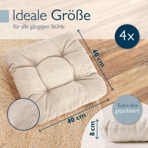 Beautissu HighLux SK Stuhlkissen 40x40x8cm Natur 4tlg