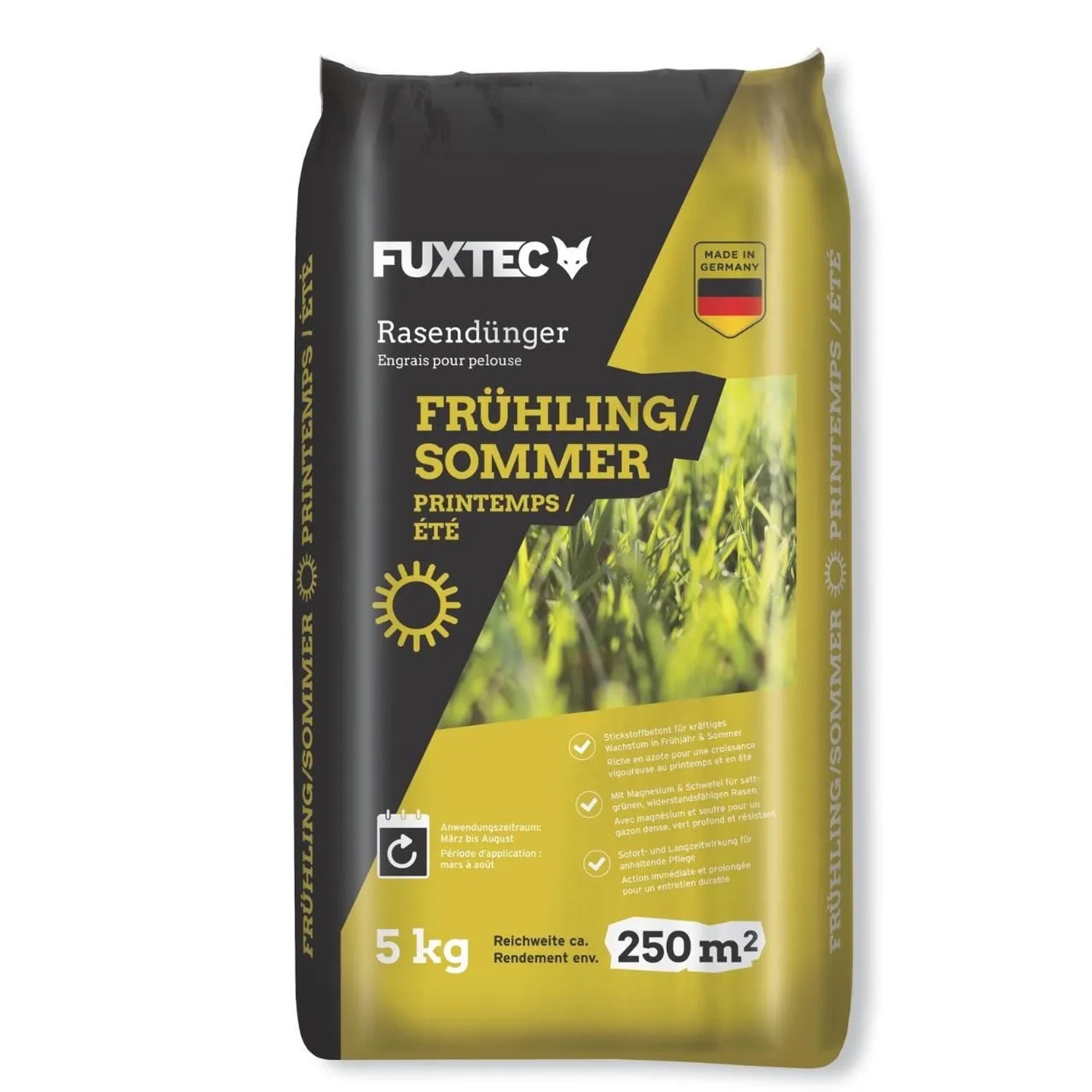 FUXTEC Rasendünger Frühling/Sommer FX-RDFS5 Stickstoffbetonte Formel Langzeitwirkung bis 250 m²