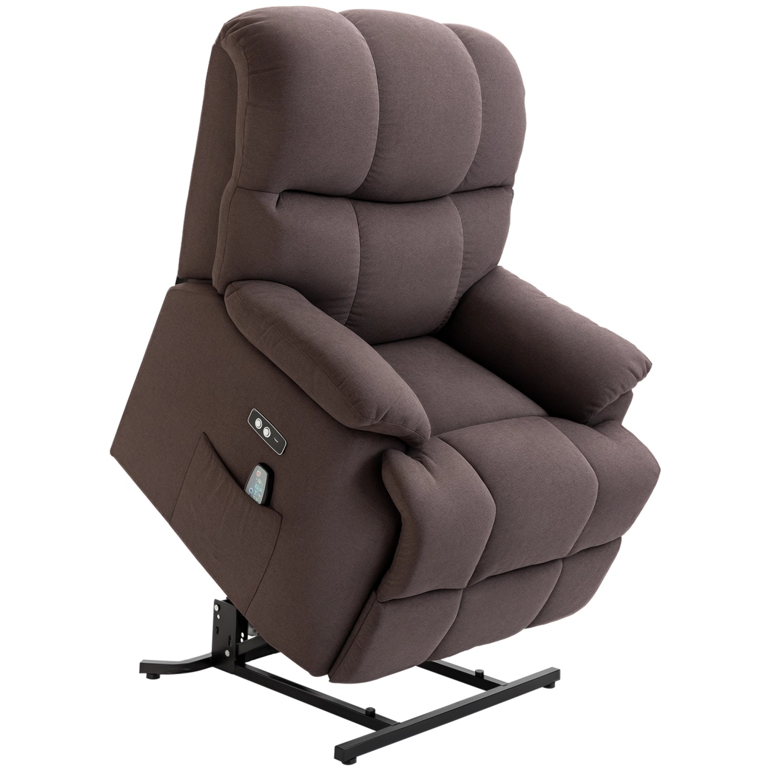 HOMCOM Sessel mit Aufstehhilfe Polyester Mehrschichtenplatte Stahl Braun