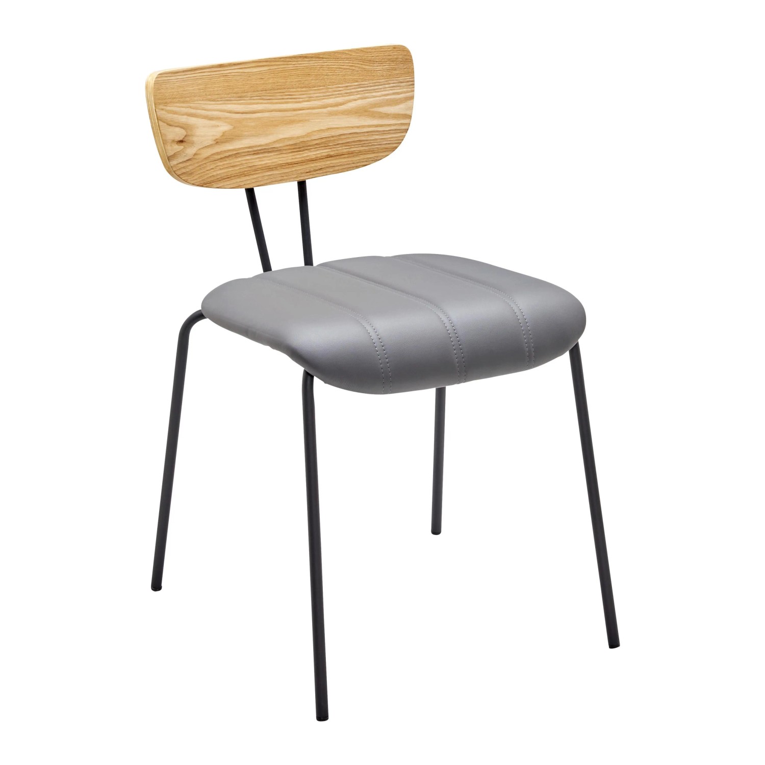 Bessagi Home Stuhl Cera Grau Lederlook Gepolstert