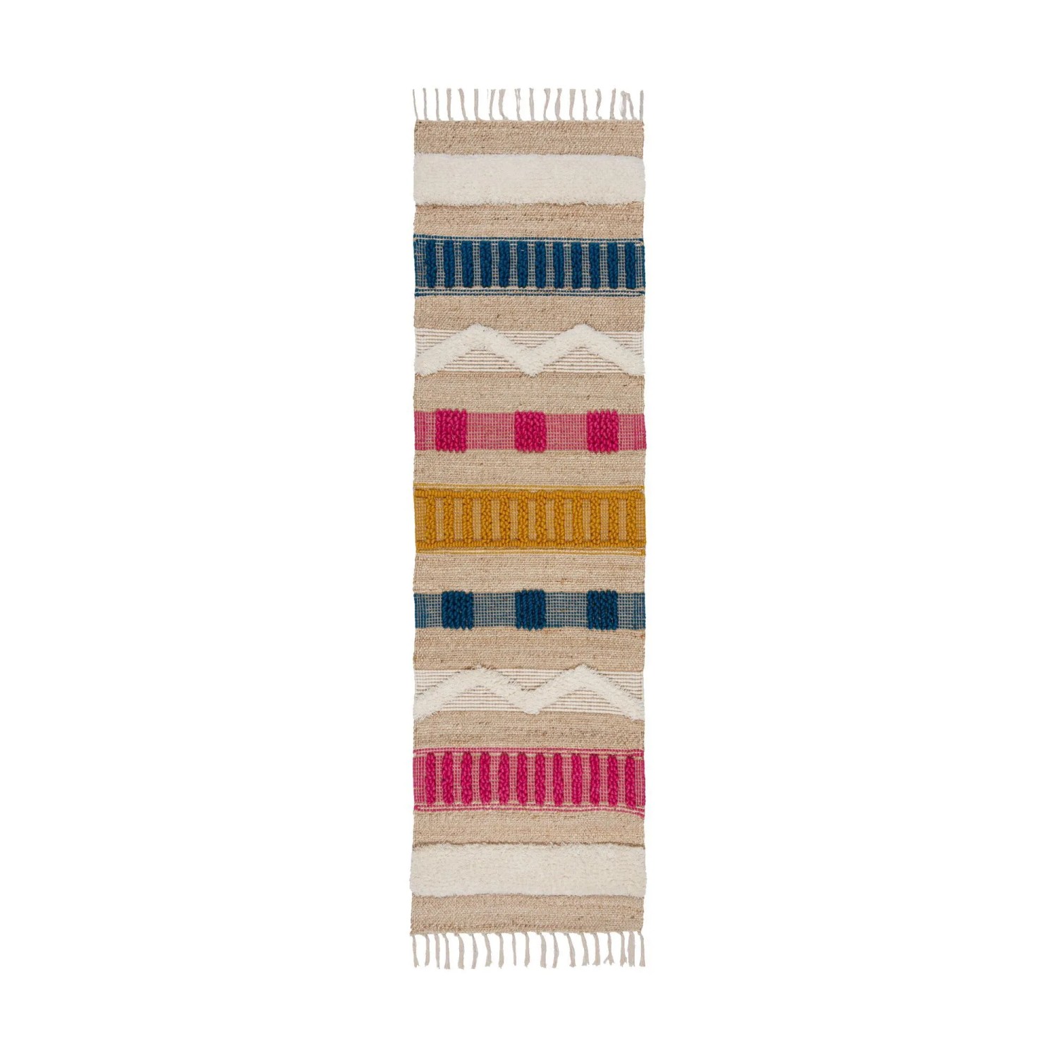 Flair Rugs Hochflorteppich Medina Jute 60 cm x 230 cm Mehrfarbig