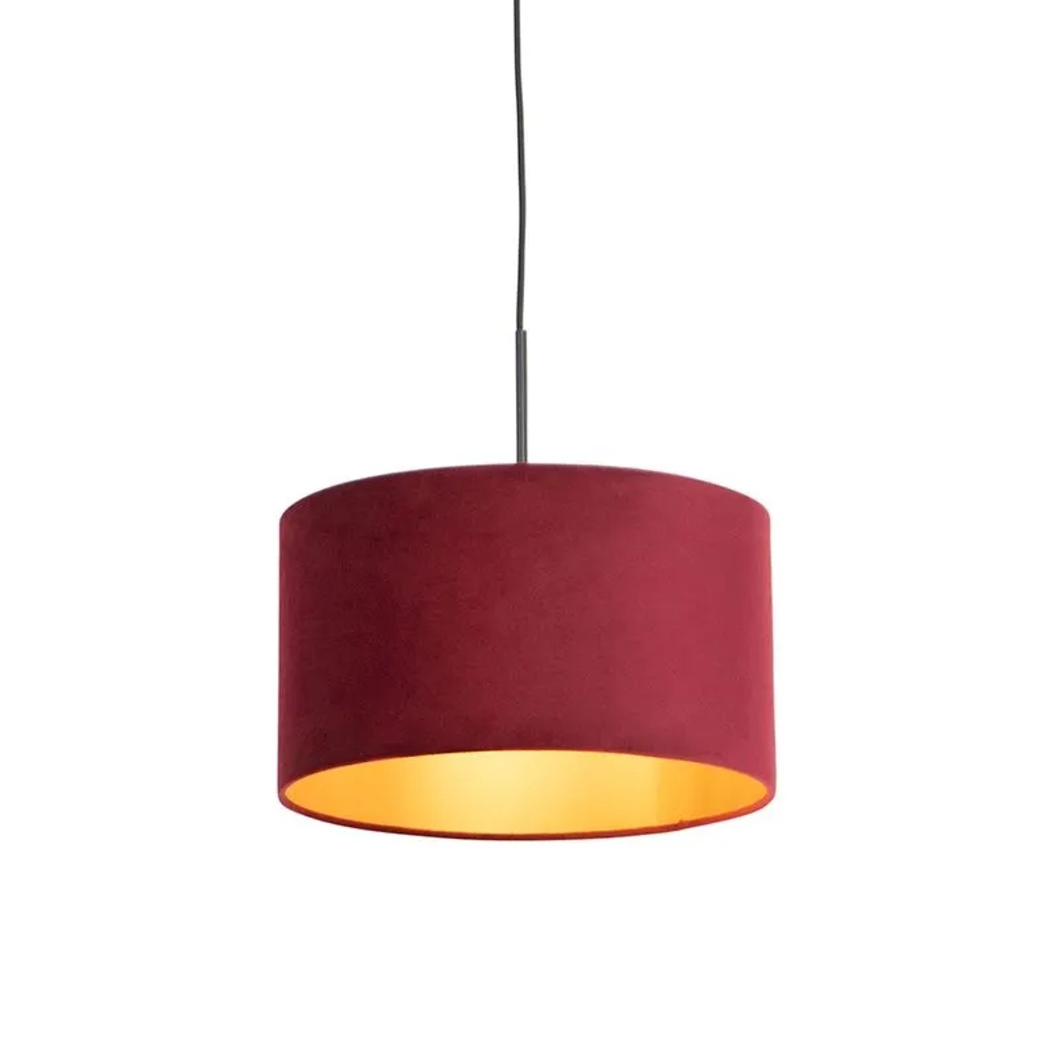 QAZQA Pendelleuchte mit Veloursschirm Rot Gold 35 cm Combi