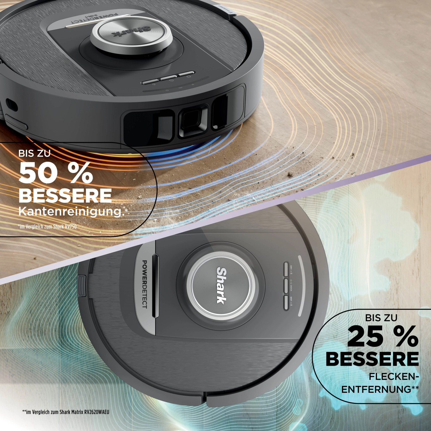 Shark Saug- und Wischroboter RV2800YEEU mit Power Detect und Never Touch Basisstation.