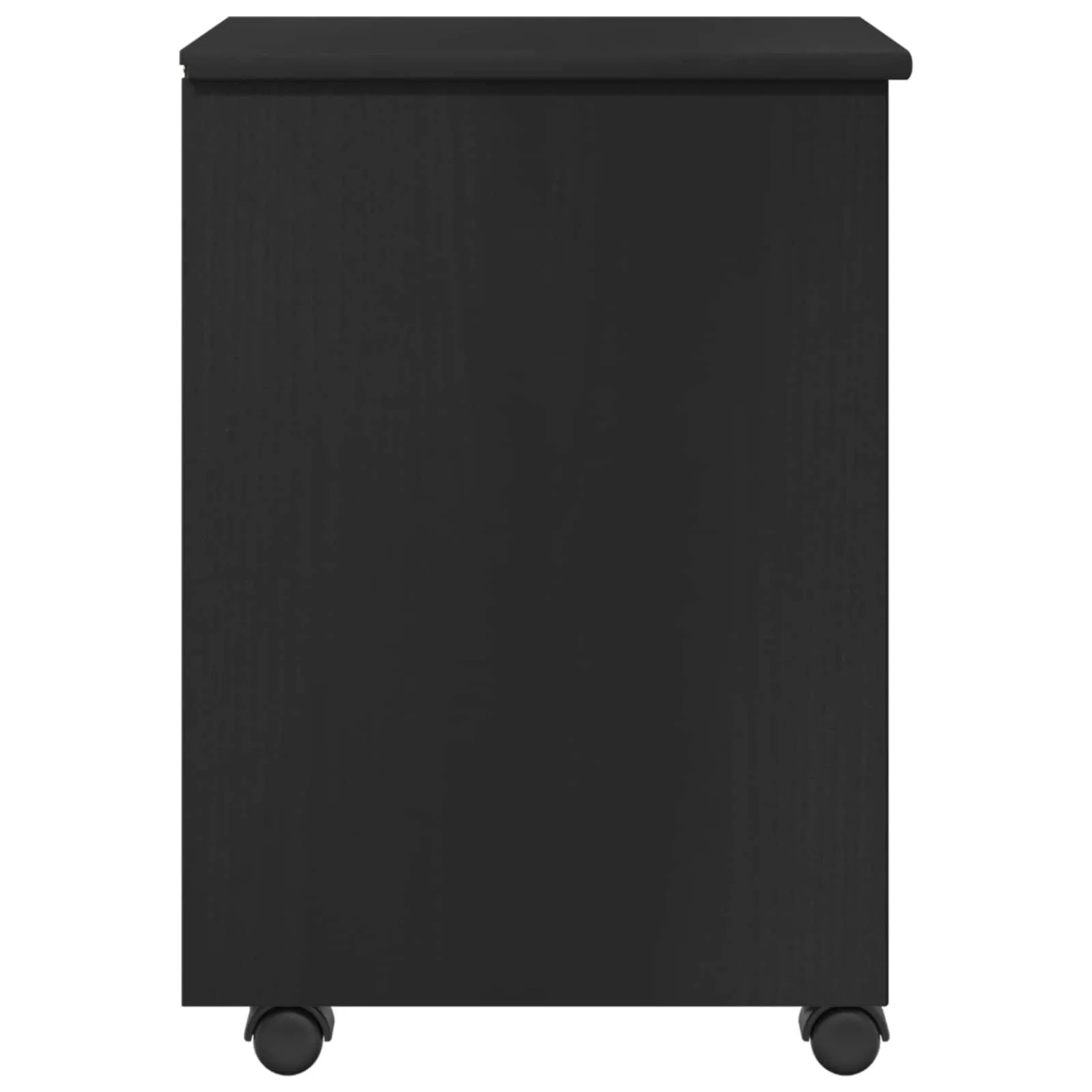 Schwarzer vidaXL Rollschrank aus Kiefernholz, 34x39x56cm, mit 4 Schubladen. Wohnzimmerschrank.