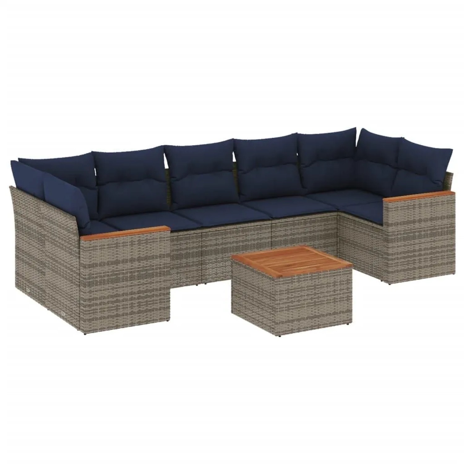 vidaXL 8-Tlg Gartensofa-Set mit Kissen Grau Polyrattan 3225816 günstig online kaufen