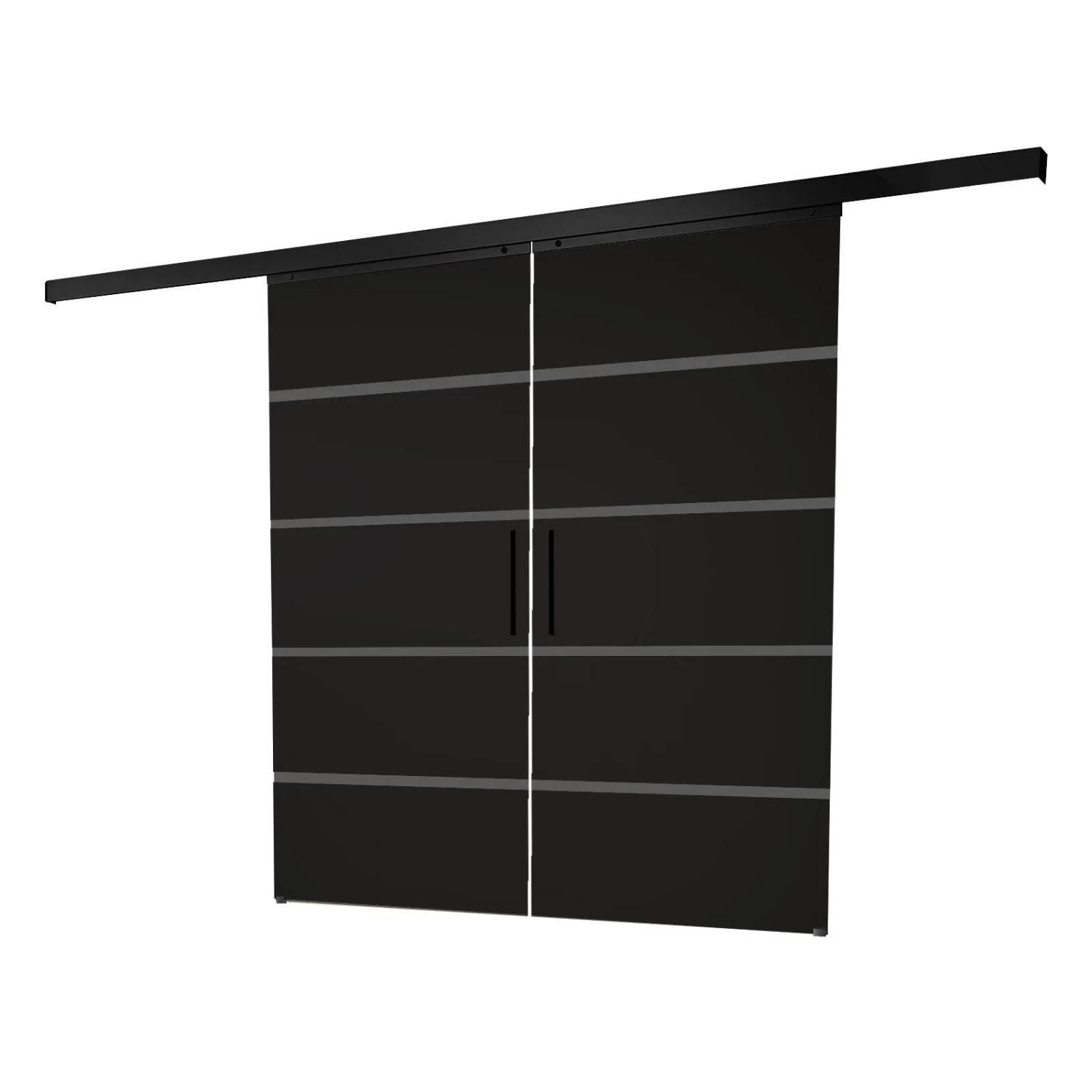inova Glasschiebetür Schwarz Blockstreifen 1800 x 2035 mm Komplettset mit Stabgriff