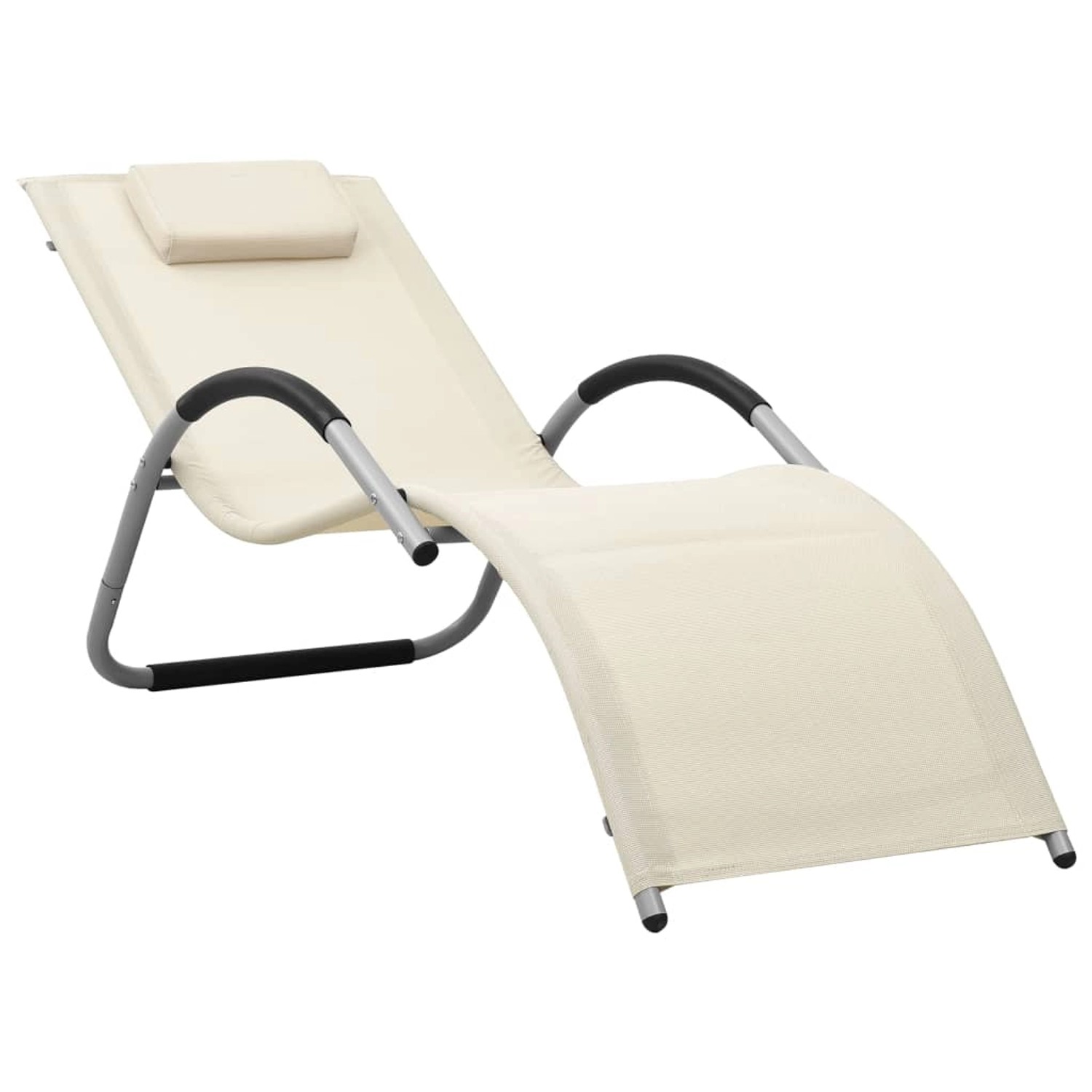 furnicato Sonnenliege Textilene Creme und Grau günstig online kaufen
