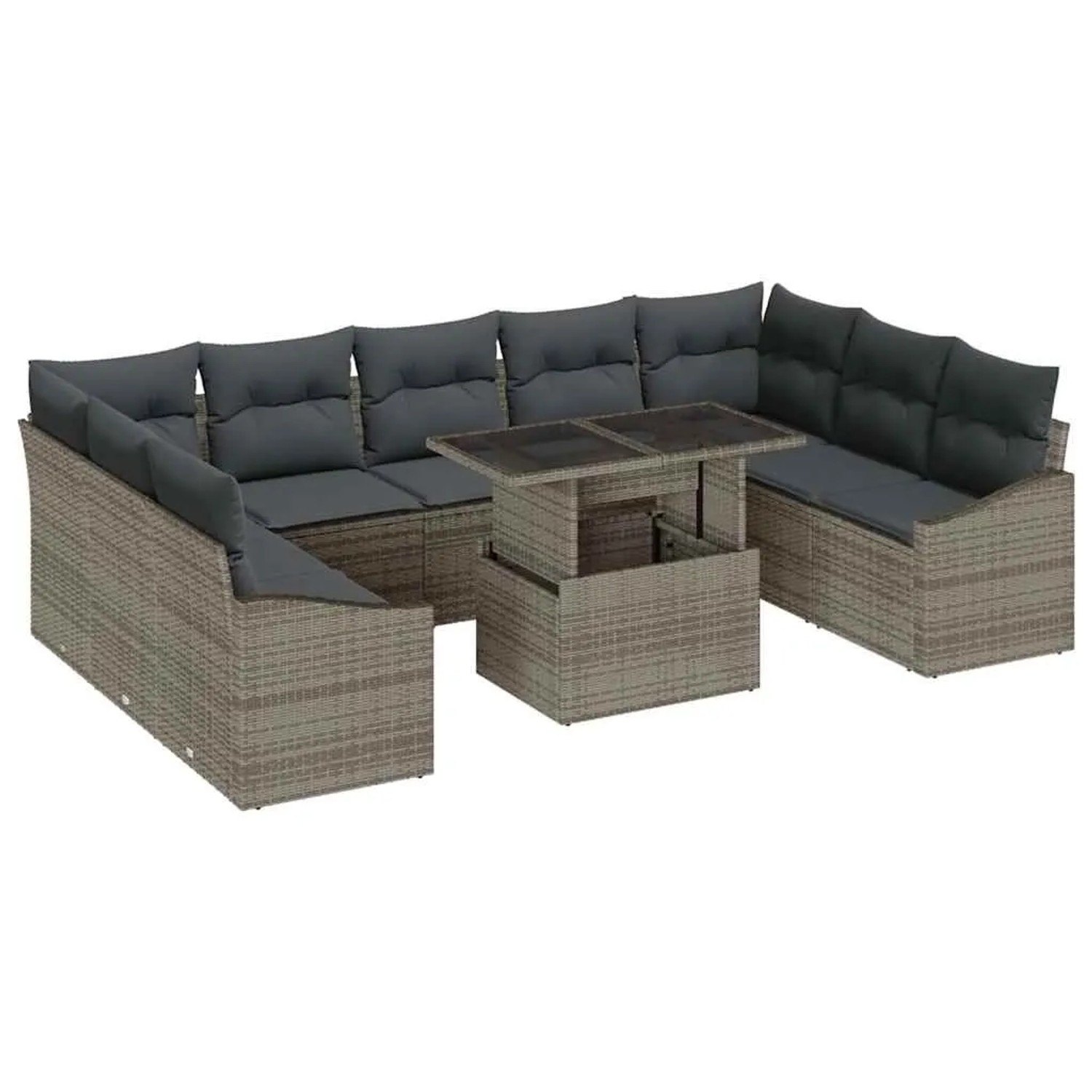 vidaXL Sofa Set mit Kissen 10-Tlg Grau Poly-Rattan 3349065 günstig online kaufen