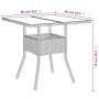 vidaXL Garten-Esstisch, schwarzes Poly Rattan mit Glasplatte, 80x80x75cm, Teil der 3-tlg. Essgruppe.