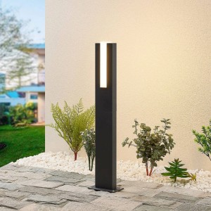 Moderne Lucande LED Außenleuchte Virgalia in Schwarz. Gartenleuchte aus Aluminium, 65cm hoch.