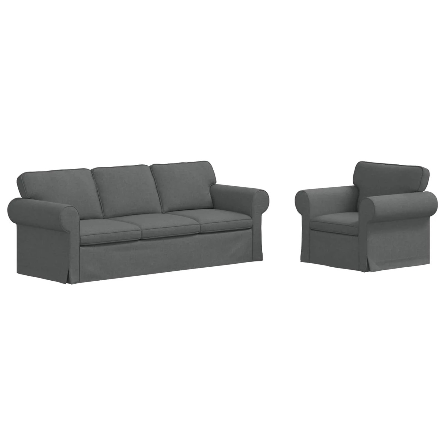 vidaXL Sofa 2-Tlg Dunkelgrau 215 x 82 x 80 cm Stoff 3407575