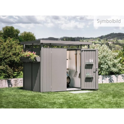 Biohort Metall-Gerätehaus HighLine Quarzgrau-Metallic 6,6 m² Doppeltür