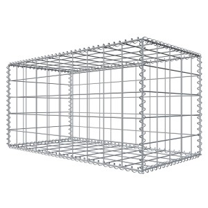 Leere, rechteckige Niederberg Metall Gabione 100x50x50 cm mit 10x10 cm Maschenweite.