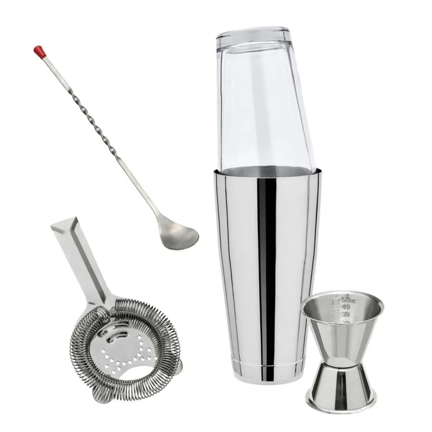 Ich-Zapfe Cocktail-Set Boston Shaker Mit Mixing-Glas Edelstahl 828 Ml Silber
