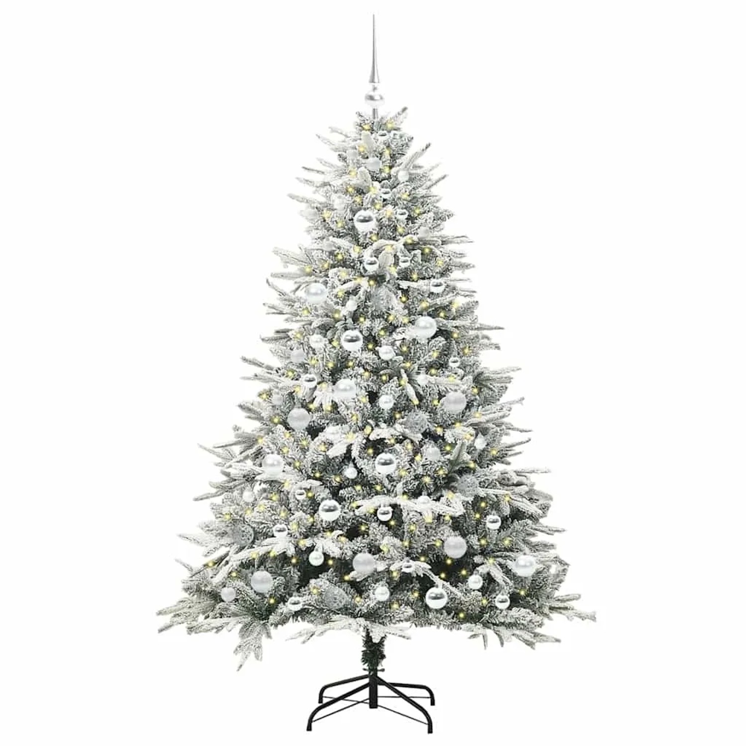 vidaXL Künstlicher Vorbeleuchteter Weihnachtsbaum mit Kugelset Grün 3395402