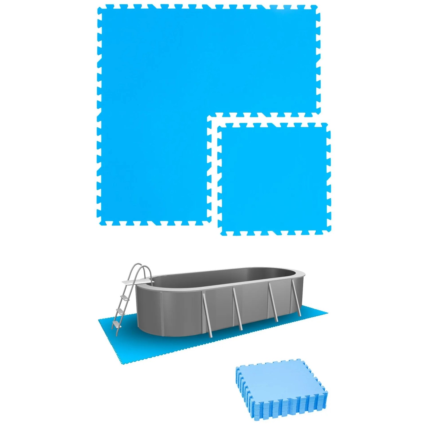 eyepower Poolunterlage 50 x 50 cm 12er Set Blau