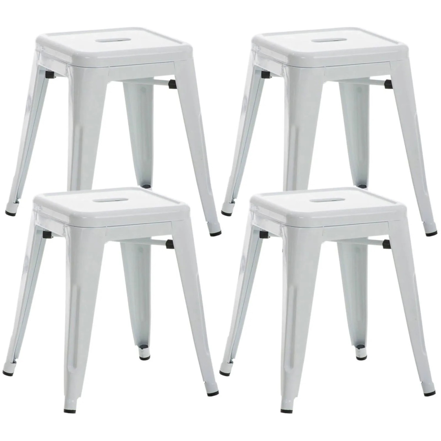 DELUKE Hocker FULDA 4er Set 40x40x46cm Metall Weiß Küchenhocker Esszimmerhocker Stapelhocker