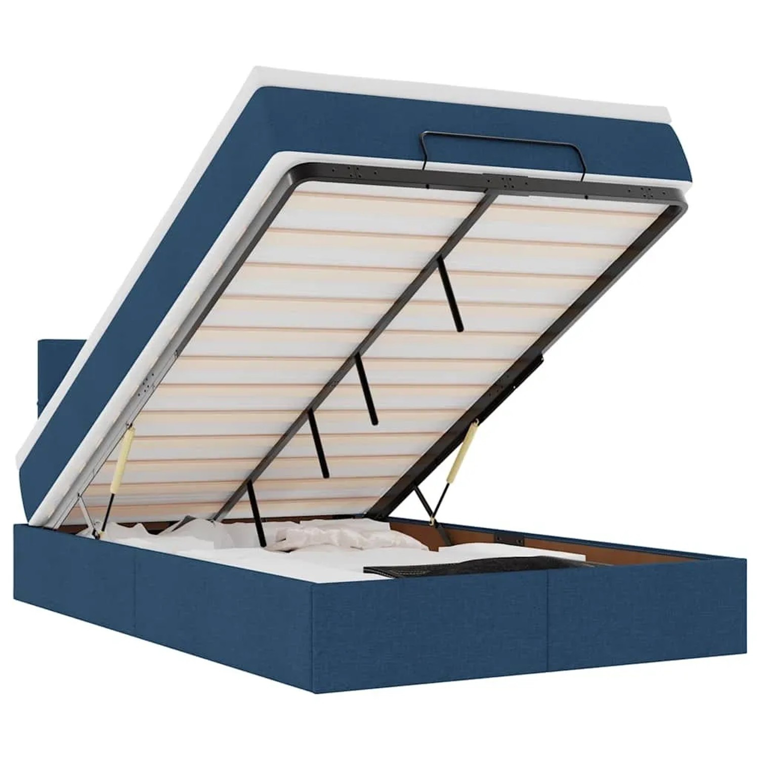 vidaXL Ottomane Bett mit Matratze & LEDs Blau 120x190 cm Stoff 3312297