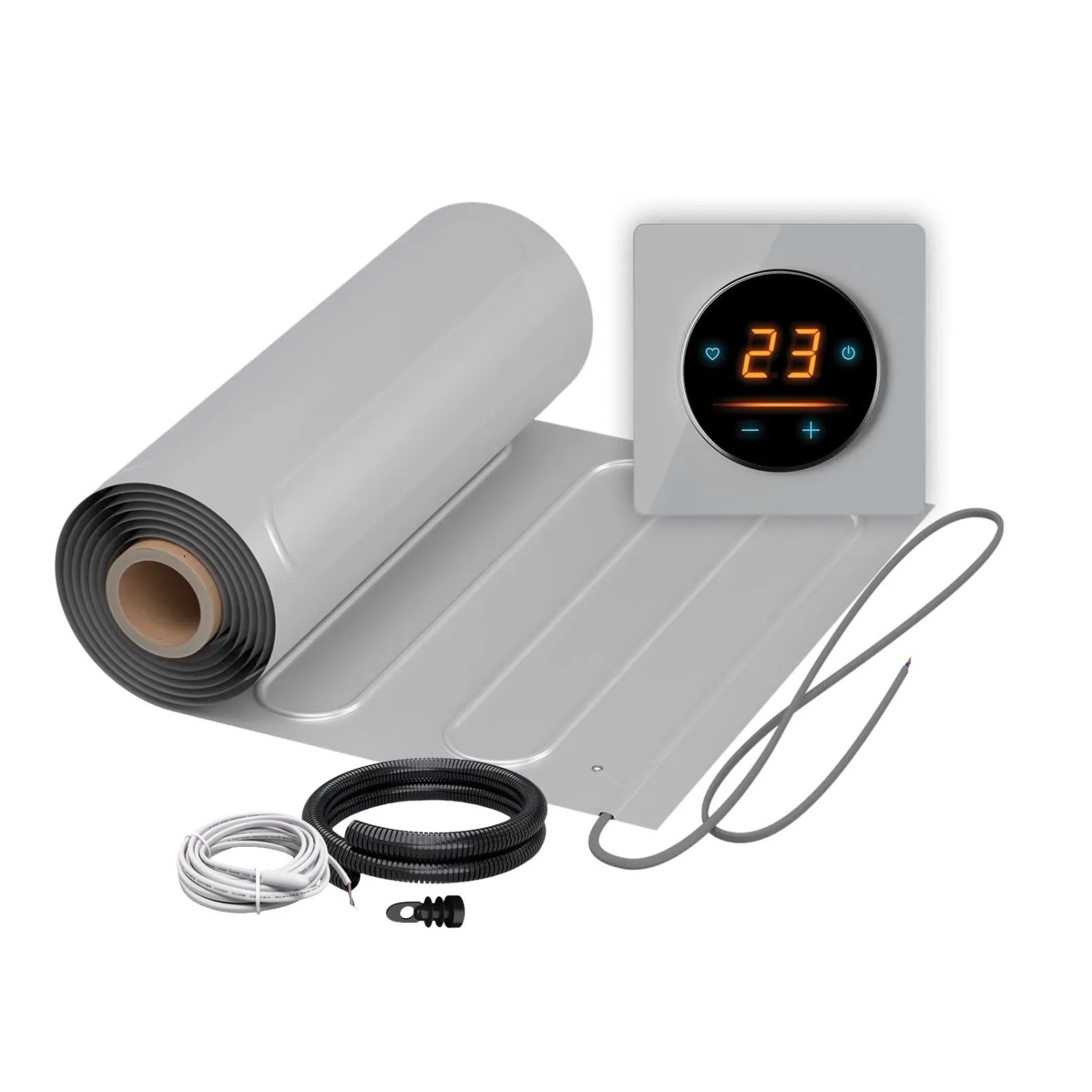 WARMON Fußbodenheizung Elektrisch ALU 150 W/m² mit WiFi Thermostat OKE 25 Grau 5 m²
