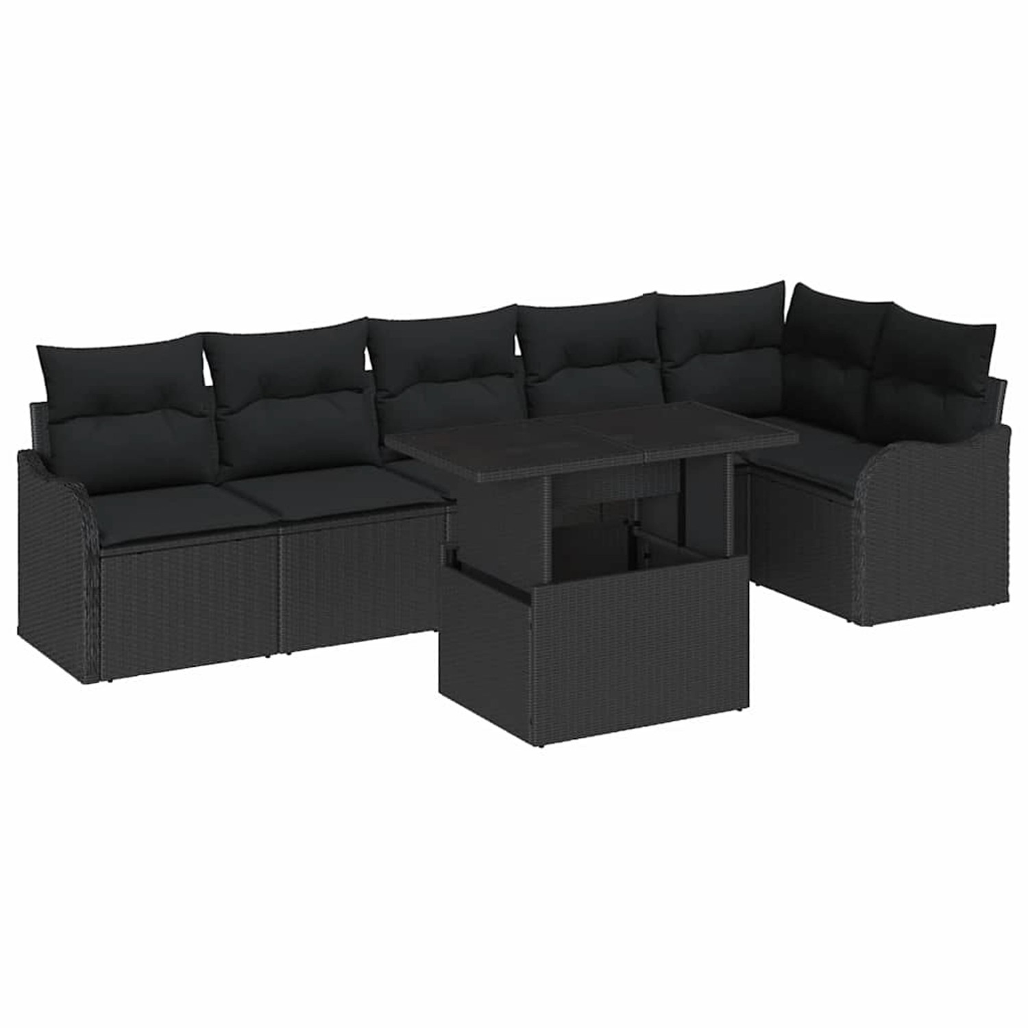 vidaXL Garten-Sofa-Set mit Kissen 7-Tlg Schwarz Poly Rattan 3348479 günstig online kaufen