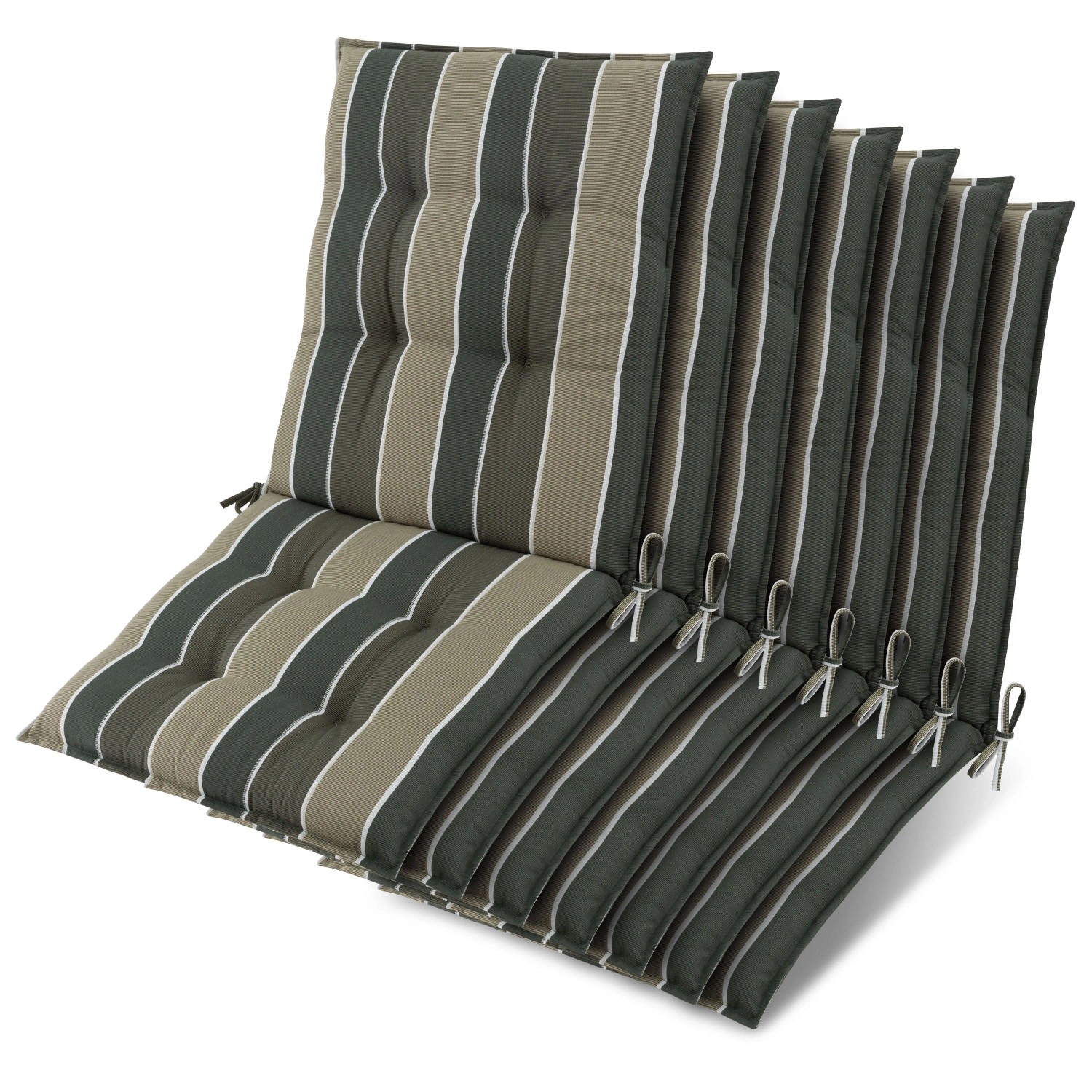 Beautissu 7x Niederlehner Sun-NL Auflage 100x50x8cm Grün-Gestreift
