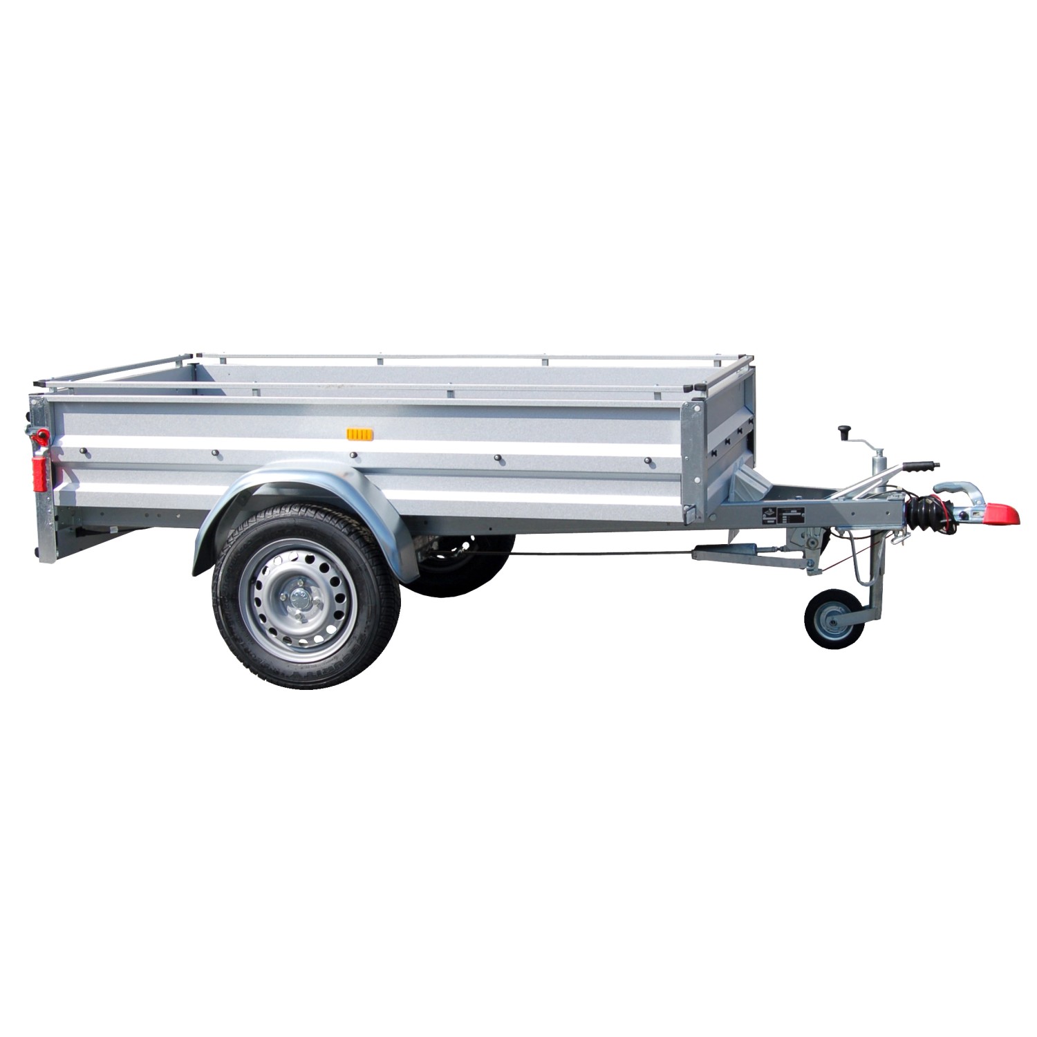 Stema Anhängerset Variolux 850 mit Hochplane, Stützrad und Abstellstützen.