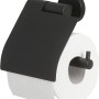Schwarzer Tiger Toilettenpapierhalter Boston mit Deckel aus Edelstahl.