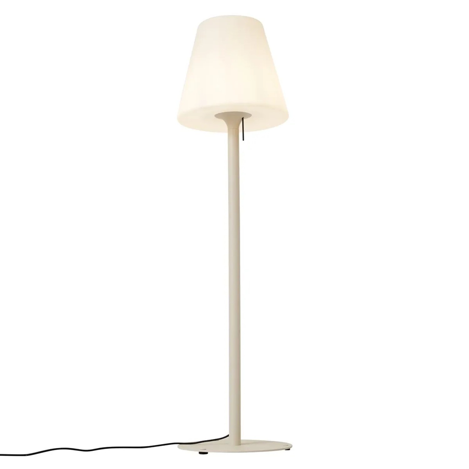 Moderne, beige QAZQA Außenstehleuchte Big Virginia mit weißem Schirm.