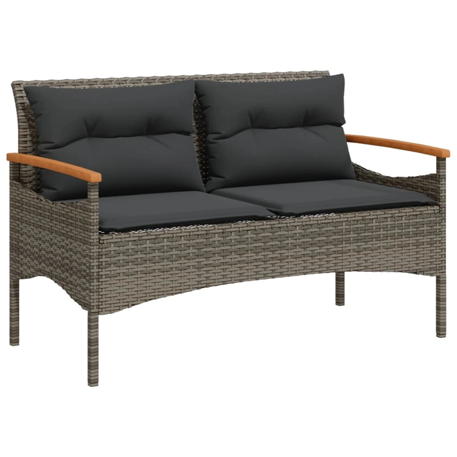 furnicato Gartenbank mit Kissen 116x62,5x74 cm Grau Poly Rattan günstig online kaufen