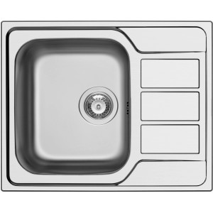 Pyramis Einbauspüle Athena (62x50) aus Edelstahl mit Abtropffläche und einem Becken.