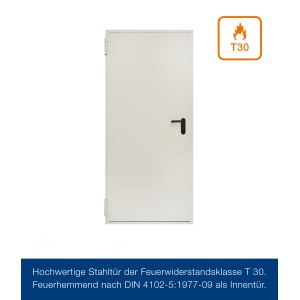 Hörmann Brandschutzklappe T30, grauweiße Stahltür für Heizungskeller und Öltankräume.